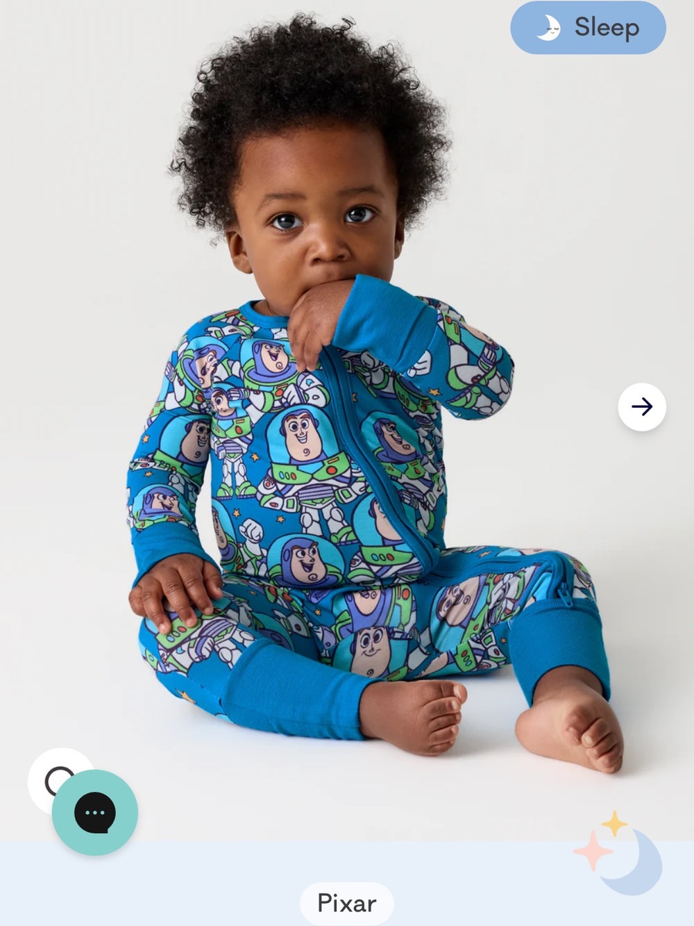 Little Sleepies Blue Buzz Lightyear Allover Print Footie